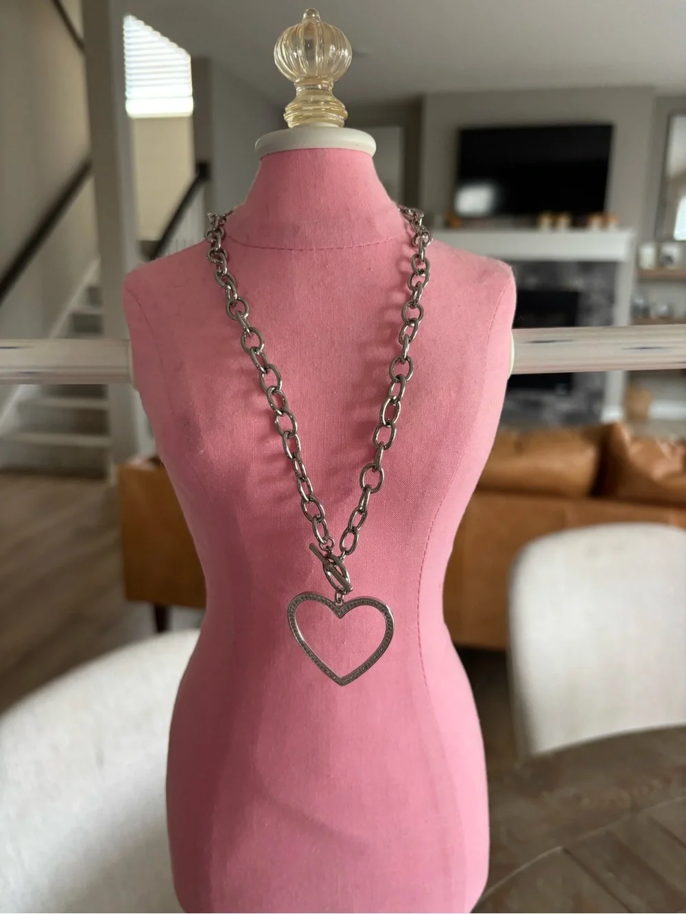 Melania Clara Silver Heart Pendant Chain Necklace - Women